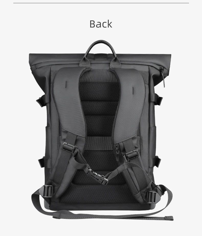 Waterproof Roll-Top Backpack for Men Large Capacity Expandable 17 Inch Laptop Bag Leisure Travel Backpack Hiking Camping Bags