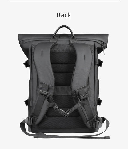 Waterproof Roll-Top Backpack for Men Large Capacity Expandable 17 Inch Laptop Bag Leisure Travel Backpack Hiking Camping Bags