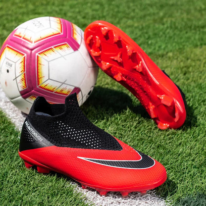 Big Size 49 48 Slip On Soccer Shoes Unisex Long Spike AG/TF Artificial Football Shoes Indoor Anti-slip Training Sport Boots