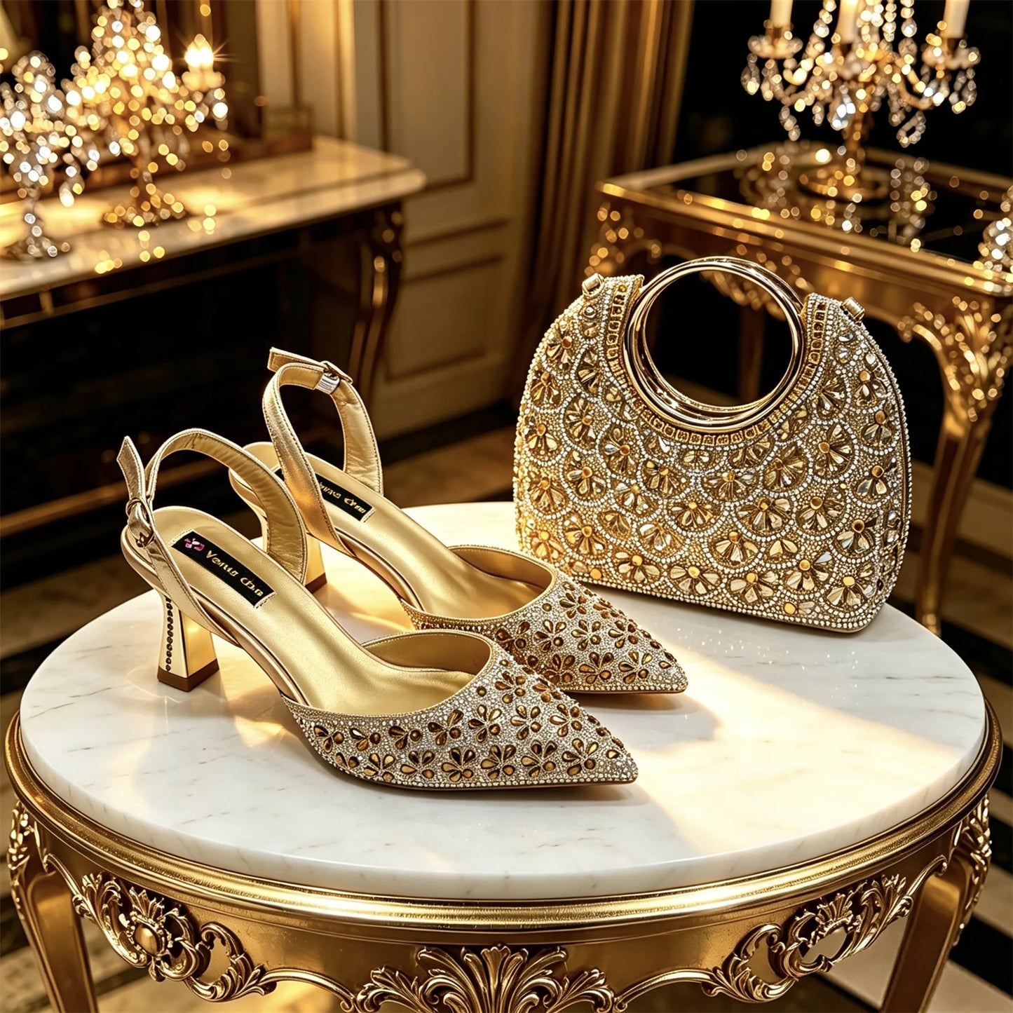 2026 INS Italian Design Elegant Fuchsia Rhinestone Pointed Toe High Heels with Matching Handbag Set - Perfect for Weddings