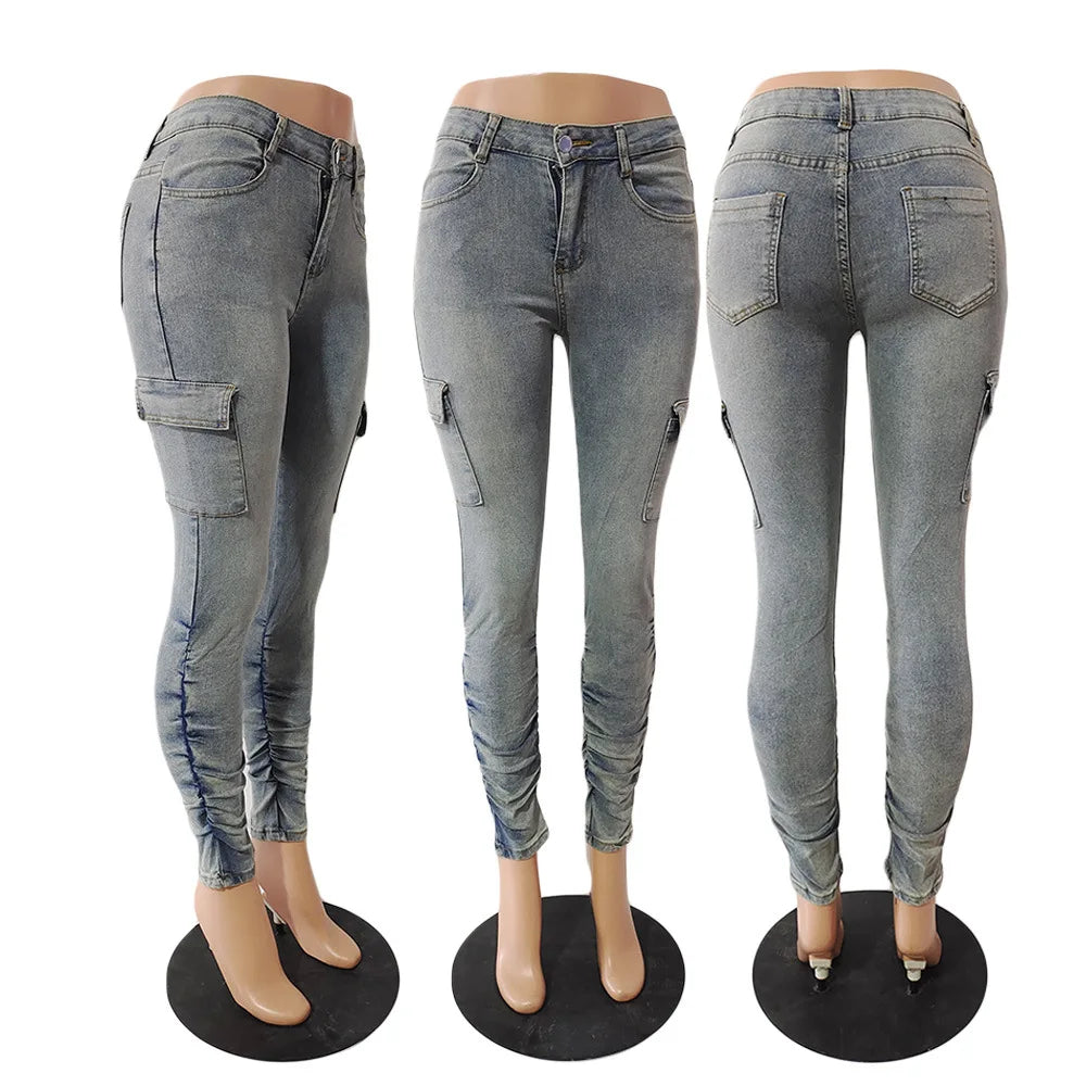 Fashionable and Personalized Low-waist High-elastic Jeans