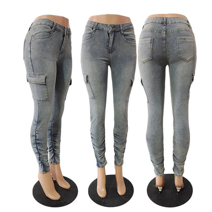 Fashionable and Personalized Low-waist High-elastic Jeans