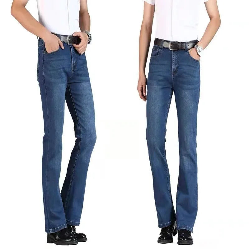 New Spring Autumn New American Street Men's Denim Flare Pants Wide Leg Jeans Loose Casual Pants for Men Vintage Washed Versatile