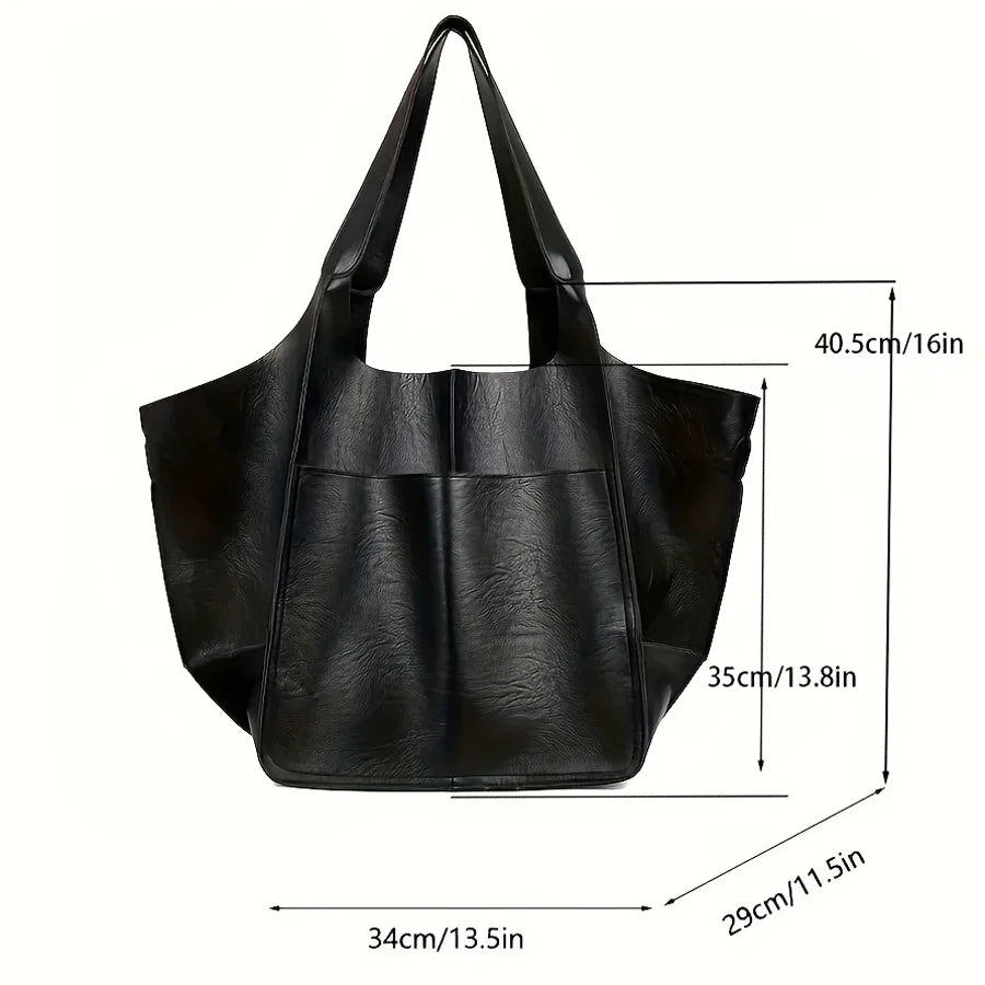 Fashionable and minimalist large bag with soft leather and large capacity shopping bag for women, one shoulder hand-held large b