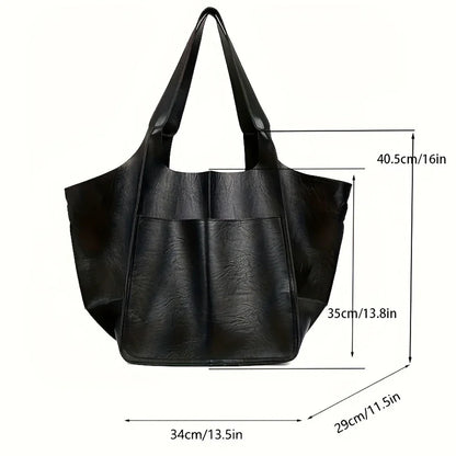 Fashionable and minimalist large bag with soft leather and large capacity shopping bag for women, one shoulder hand-held large b