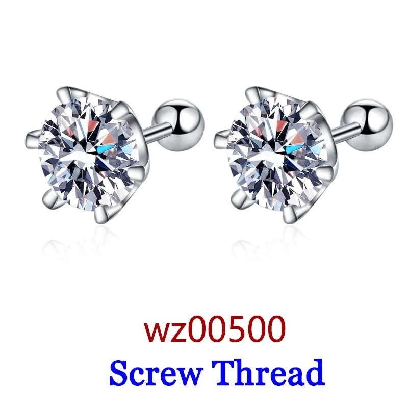 0.5-2ct Moissanite Diamond Stud Earrings for Women Original 925 Sterling Silver Lady's Moissanite Earring New 2026