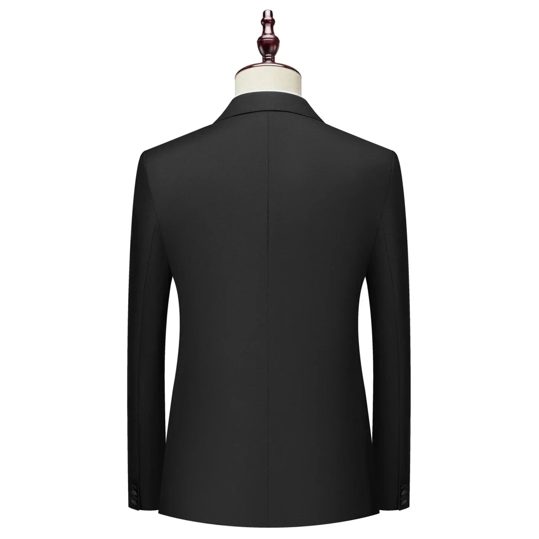 Men Suit 2 Pieces Black With Bright Lapel Double Button For Wedding Groom Banquet Party Business Work Casual Jacket And Pants