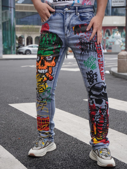 High Street Bestseller  Fashionable Print  Trendy Men's Jeans  Popular In Multiple Countries  On Sale With Free Shipping