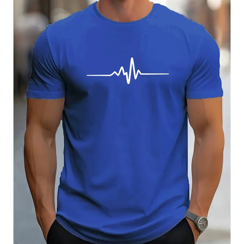 2025 Men's 100% Cotton Summer Loose Size Creative Graphic Printed Slim Fit Casual Sports Round Neck Short Sleeved T-shirt Top