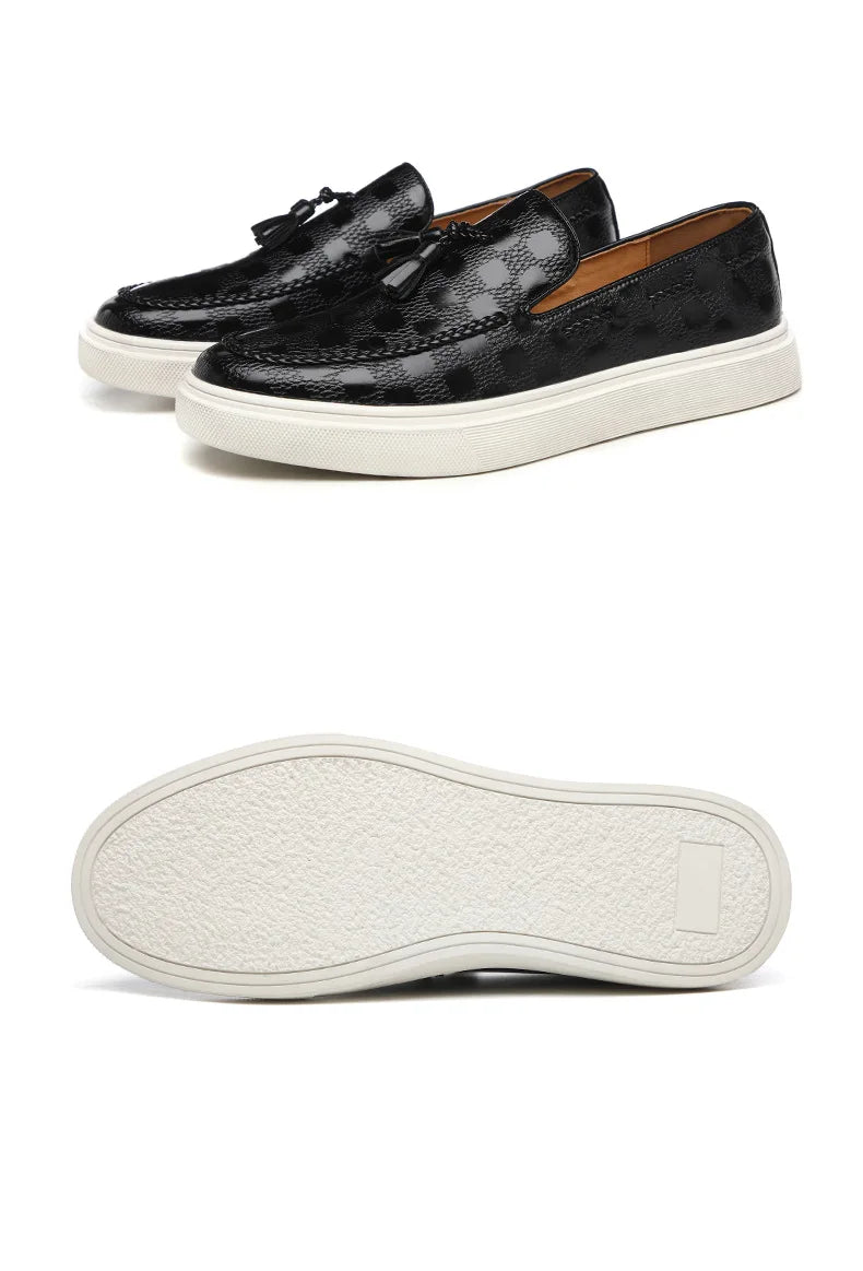 Fashion Men's Casual Shoes Snakeskin Grain Leather Men Retro British Style Loafers Monk Shoes Mens Slip-on Outdoor Driving Flats