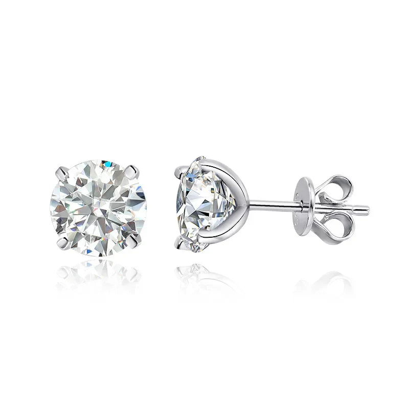 Each 0.2-2CT Certified Moissanite Stud Earrings for Women 4 Claw Sparkling Wedding Party Jewelry Sterling Silver S925