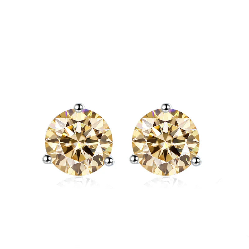 0.5ct 1ct 2ct Champange Blue Rainbow Moissanite Earrings for Women 925 Sterling Silver Lab Diamond  Women's Earring Studs