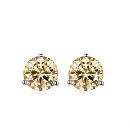 0.5ct 1ct 2ct Champange Blue Rainbow Moissanite Earrings for Women 925 Sterling Silver Lab Diamond  Women's Earring Studs