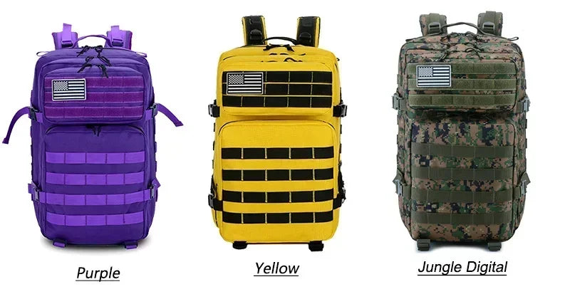 45L Tactical Backpack Large Capacity Outdoor Rucksack 3 Day Fitness Hiking Bag Hiking Camping Gear Backpacks