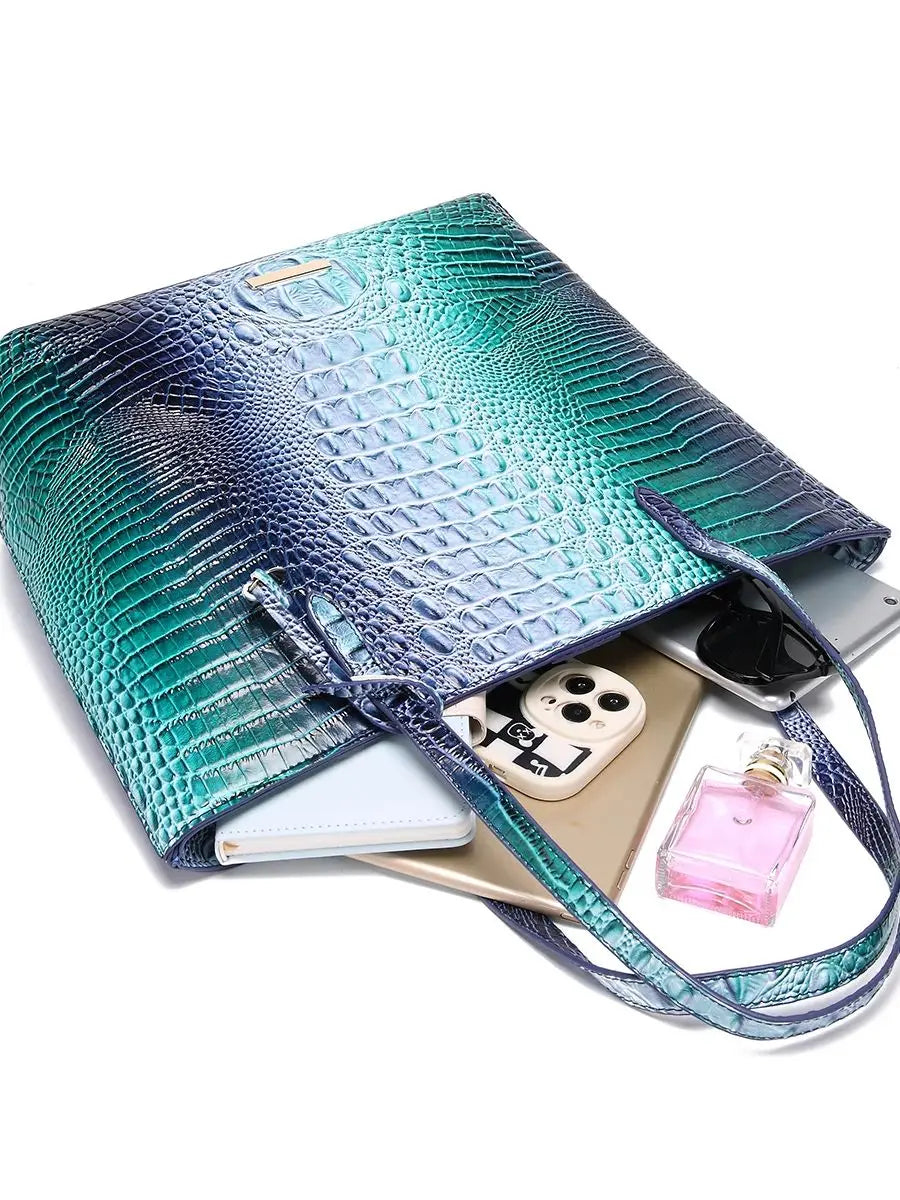 Leather Fashion Two Piece Crocodile Pattern Single Shoulder Tote Bag