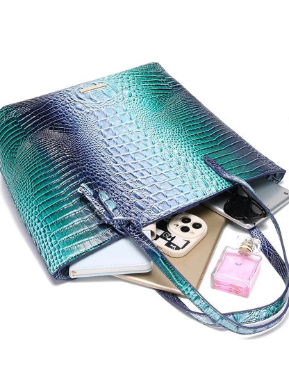 Leather Fashion Two Piece Crocodile Pattern Single Shoulder Tote Bag