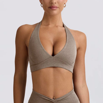 Women's Yoga Suits Quick Drying Leggings Gym Shorts Nude Hanging Neck Bra Running Gym Exercise Sets