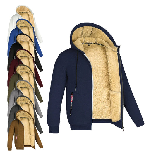 Moletom Masculino com Zíper Completo Jaqueta de Lã Liso Esportivo e Ao Ar Livre Diário Feriado Vintage Streetwear Casual Inverno