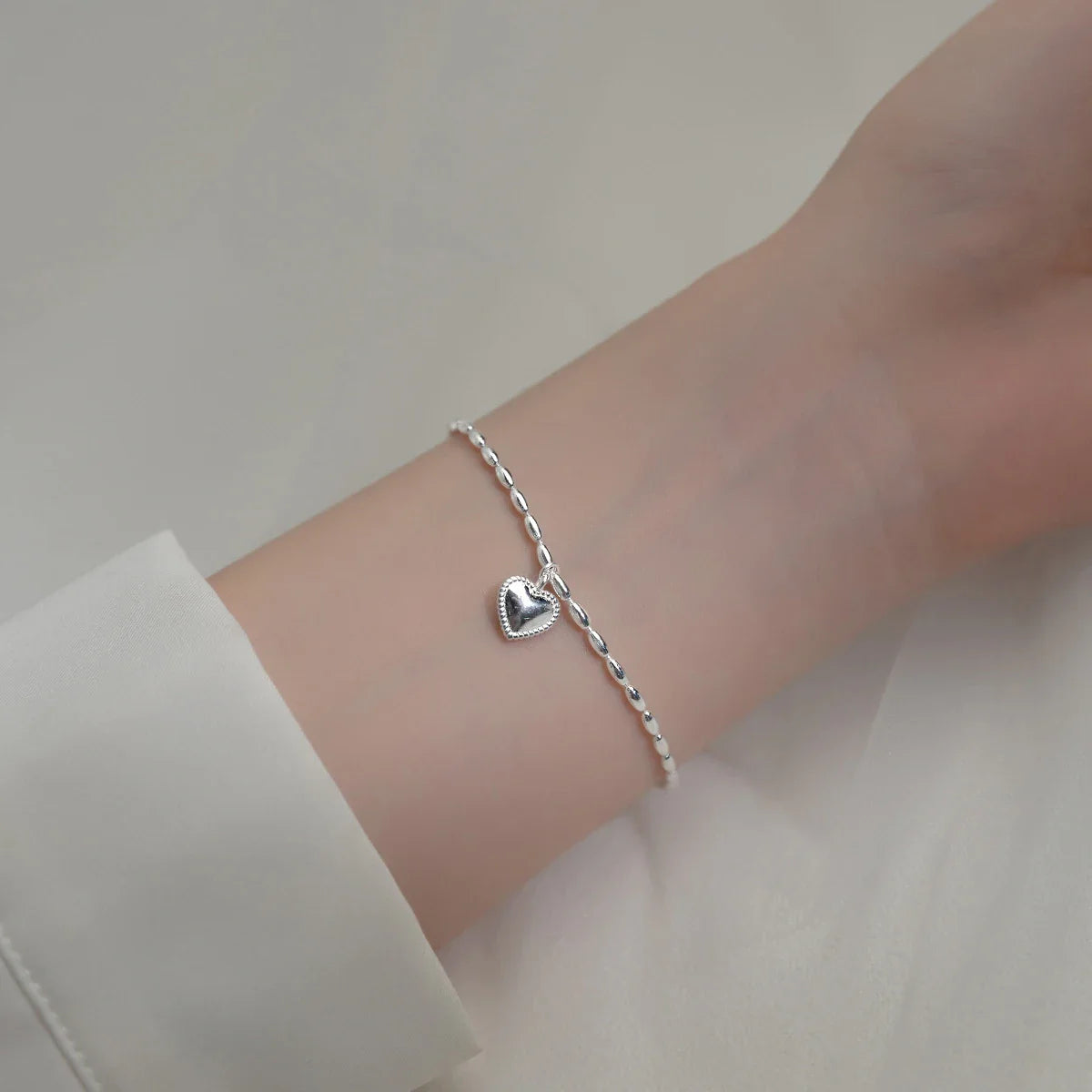 Hight Quality 100% 925 Sterling Silver Heart Bracelet for Women Adjustable Geometric Oval Link Chain Fine Jewelry Bijoux