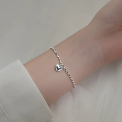 Hight Quality 100% 925 Sterling Silver Heart Bracelet for Women Adjustable Geometric Oval Link Chain Fine Jewelry Bijoux
