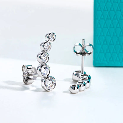 0.82cttw Moissanite Stud Earrings 925 Sterling Silver Gold Plated Classic Bezel Smile Earrings for Women Jewelry Gifts