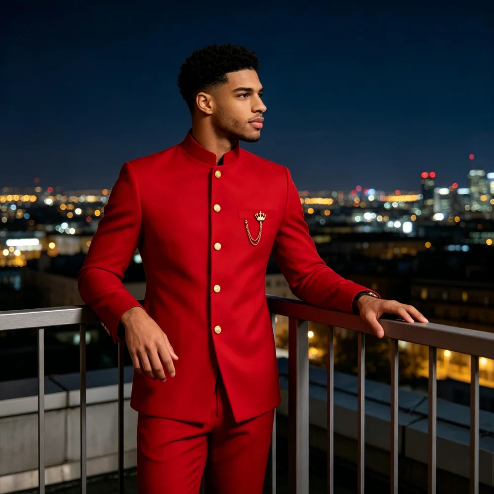 Men's 2-Piece Suit Casual Business Solid Color Turn-Down Collar Single Button Blazer Pants Ensemble Moda Masculina