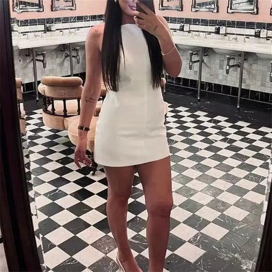 White Mini Dress Woman Sleeveless Summer Short Dresses For Women 2025 Off Shoulder Black Sexy Dress Evening Party Dresses