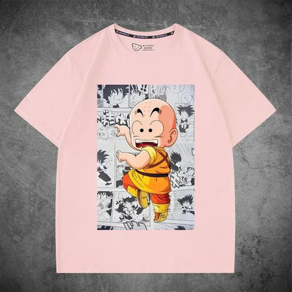 2026 Summer Dragon Ball Oversized T-shirt High Quality  Cotton Goku Manga Panel Print Unisex Retro Casual Tee for Adults Kids