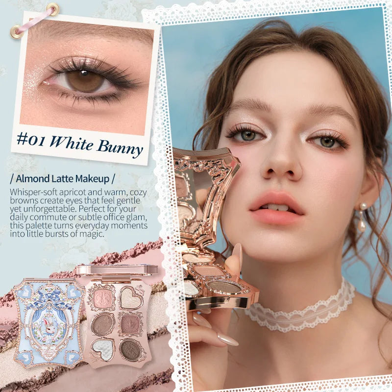 Bunny Garden Collection 6-Color Makeup Eyeshadow Contour Palette Eye Brush Puff Set Eye Glitter Korean Makeup Kit