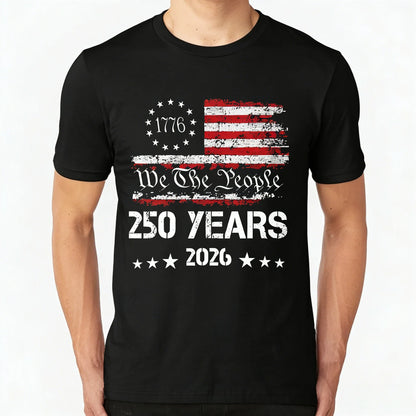 Independence Day 250th Anniversary 100% Cotton Men Women 2026 Summer Harajuku Style Men's Short Sleeve Fashion O-neck Tshirt