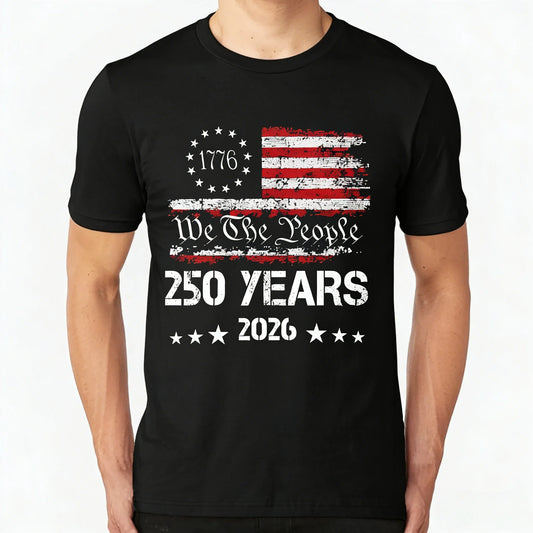Independence Day 250th Anniversary 100% Cotton Men Women 2026 Summer Harajuku Style Men's Short Sleeve Fashion O-neck Tshirt