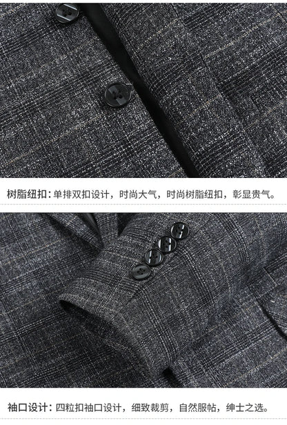 Blazer Vest Pants  Boutique Plaid Men's Formal Groom Wedding Dress Slim Suit 3Pcs or 2Pcs Men's Casual Business Suit Tuxedo