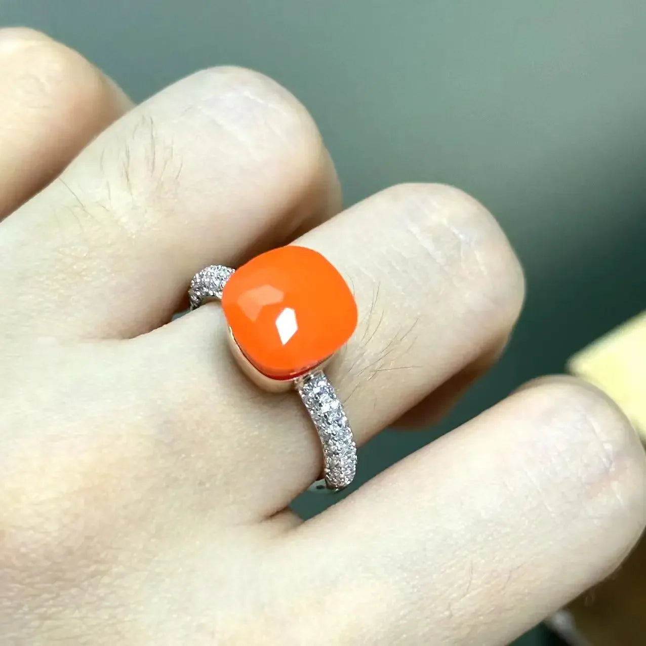 10.6mm S925 Ring Silver Rose Gold Metal 32 Colors Candy Style Zircon Crystal Ring for Women Fine Jewelry Party Gift Trendy Ring
