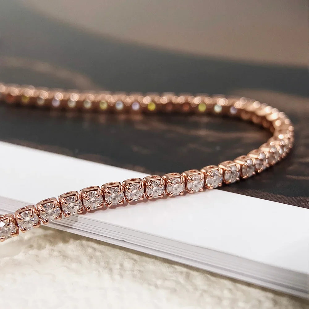 Full 2mm Moissanite Diamond Tennis Bracelet for Woman Man Certified s925 Silver Plated 18K Adjustable Link Chain Bracelets