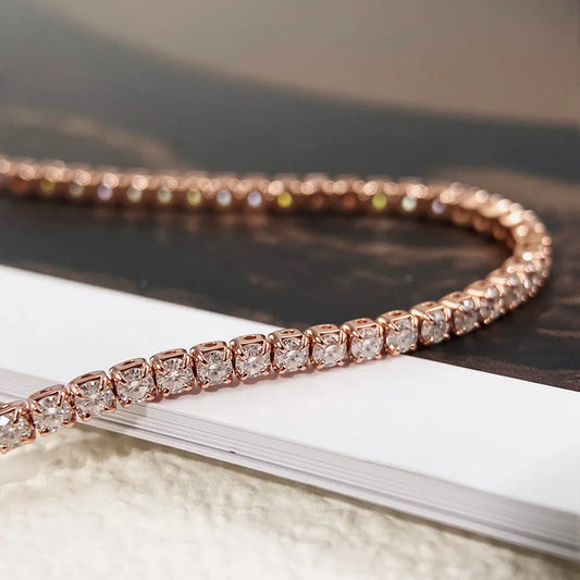 Full 2mm Moissanite Diamond Tennis Bracelet for Woman Man Certified s925 Silver Plated 18K Adjustable Link Chain Bracelets