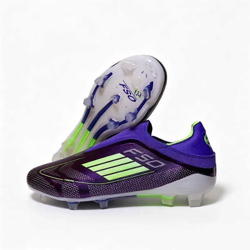 2555 High Quality Mens Soccer Shoes SLIP-ON Non-Slip Turf Soccer Cleats Boys TF/FG Training Football Boots Chuteira Campo F50