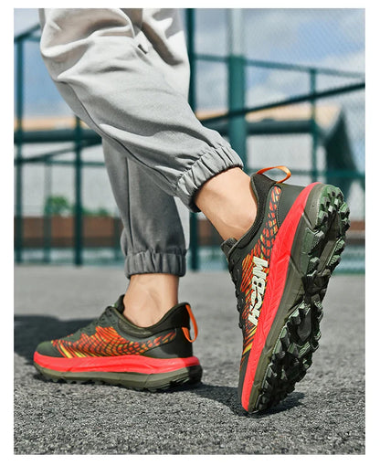 Men's Marathon Shoes Running Shoes Breathable High elasticity Cushioning Male Lightweight Sports Shoes Fitness Training