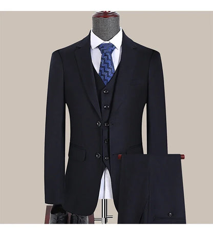 S-7XL Suit New (Blazer+ Vest + Pants) Korean Version of Slim-fit Work Clothes Fashion Business Men Casual Wedding Gentleman Suit