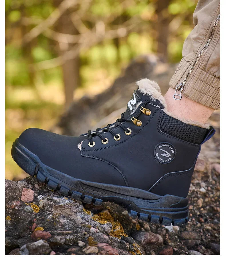 Winter Warm Men's Work Safety Boots Waterproof Rugged Steel Toe Shoes Sneakers Safety Protection Coldproof