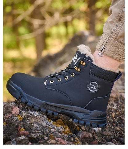 Winter Warm Men's Work Safety Boots Waterproof Rugged Steel Toe Shoes Sneakers Safety Protection Coldproof