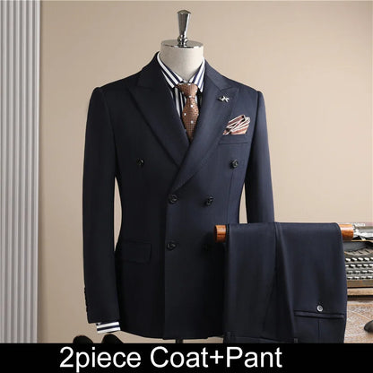Man Outfit Turn Down Collar Long Sleeve Blazer Men Turn Down Collar Vest Straight-leg Pant Male Striped Slim 3-piece Suit Set