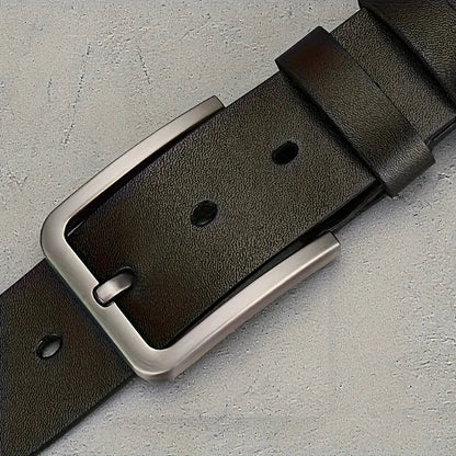 Vintage Square Alloy Buckle Men's Synthetic Leather Belt with Black, Casual & Business Style, Durable Accessory Vintage Belts