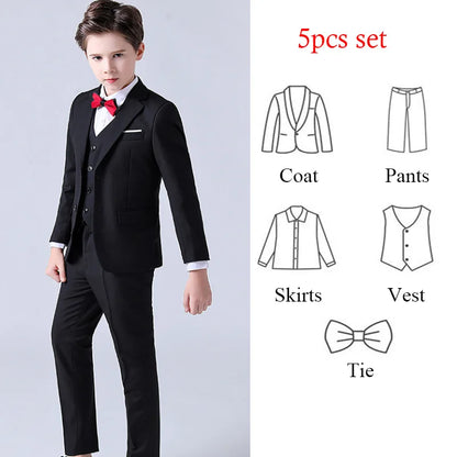1-14 Years Children Boy Wedding Suit Black Nave Blue Elegant Suits For Children Boys Suits Outfits Set Teenager Kids Suits