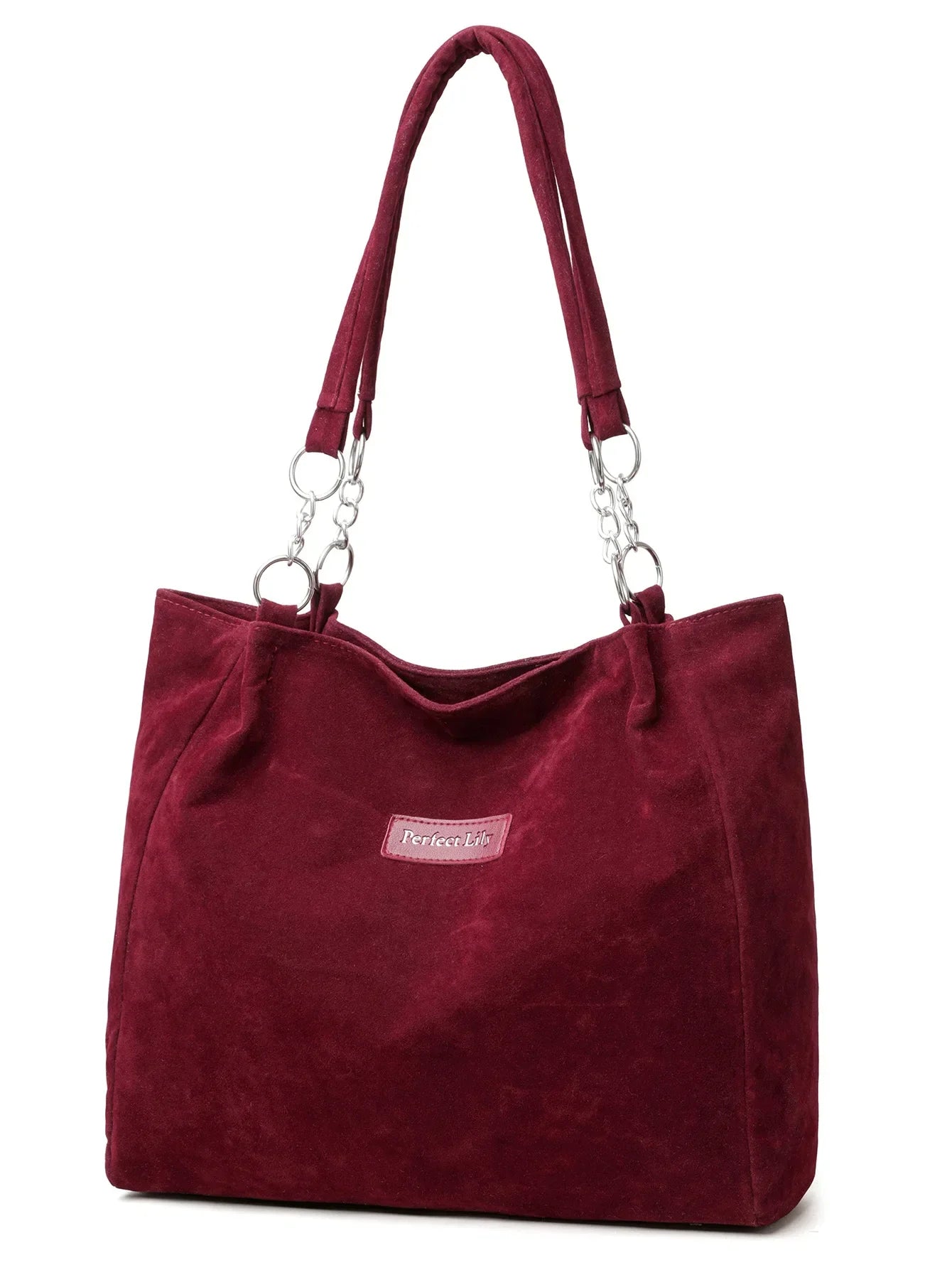 European American Autumn Winter Large Capacity Suede Women's Bag, Vintage Handbags Women Shoulder Bag, Retro Faux Suede Tote Bag