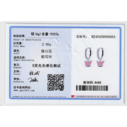 Earrings For Womens 925 Silver Color Pink Rainbow Horse Bear Bee Double Hoop Earrings Fine Engagement Anniversary Jewelry Gifts