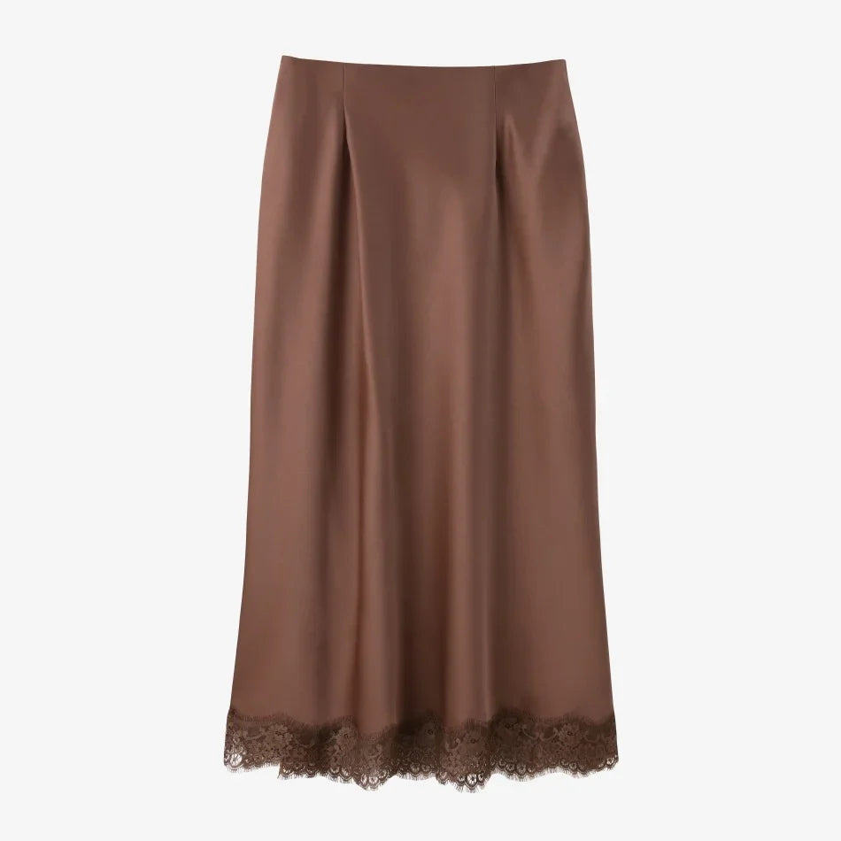 Lace slip satin dress + lace satin skirt +knitting vest + knitting cardigan collection woman dressy outfit