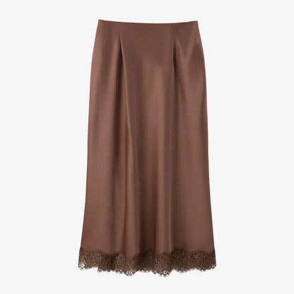 Lace slip satin dress + lace satin skirt +knitting vest + knitting cardigan collection woman dressy outfit