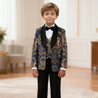 Hot Sale Stylish Suit For Boys Formal Banquet Graduation Coat Vest Pants Bow Tie Smart Quality School Performance Noble