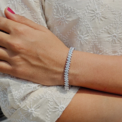 0.5carat Marquise Cut Moissanite Tennis Bracelets for Women Men  925 Silver Plated 18k Gold Lab Diamond Bangle with Certificate