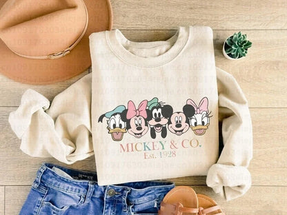 2026 Autumn Mickey Friends Peripheral Printed Hoodies Latest Fashion Sports Girls Spring Loose Couple Round-neck Hoodie